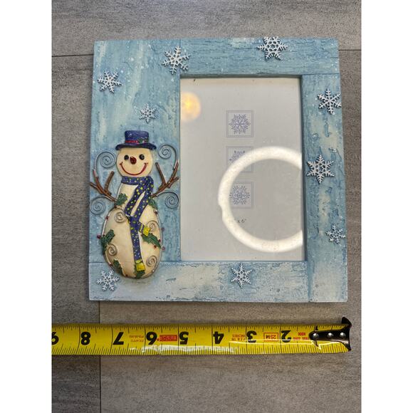 Christmas Snowman Picture Frame Snow Snowflake - Picture 1 of 4